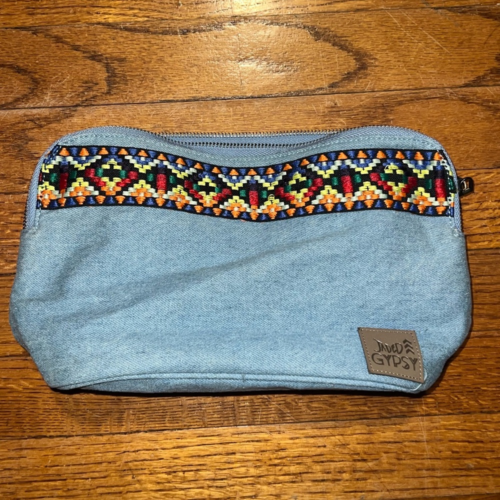Indigo Gypsy Blue Pouch with Colorful Pattern